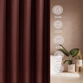 JOSVRAC Brown Shower Curtain Water Resistant Quick Dry Polyester Bathtub Tub Curtain,Shower Curtain with 12 Hooks for Wet Room Bathtub Shower Stall,brown Bathroom Curtain Set 180x200cm