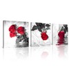 NAN Wind Canvas Print 3 Pcs Black White and Red Wall Art Rose Wall Decor Abstract Decorations Flower Picture on Canvas for Home Decor Stretched and Framed 12X12inches