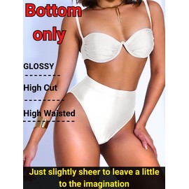 Kaei&Shi High Waisted Rave Bottom,High Cut Brazilian Cheeky Panties,Tummy Control Underwear Festival Shorts White X-Large