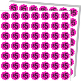 Yard Sale Price Stickers, Garage Sale Stickers, 1470 Pieces, 3/4 Inch Round, $5 Pre-Printed Labels, Fluorescent Red