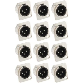 Adam Hall Connectors 7838-Set of 12 XLR Panel Socket Male/Male 3-Pin D-Type Silver Installation Plug