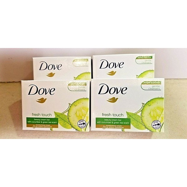 4P-  Dove fresh touch bar soap with cucumber & creen Tea Scent 100 g