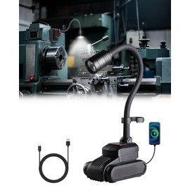 Napatyre Magnetic Work Light, 4400mAh Rechargeable Flexible Gooseneck Work Light with Hanging Hook, 1000 Lumens 3 Modes LED Machine Light for Work Bench, Lathe, Sewing Machine, Grill, Black