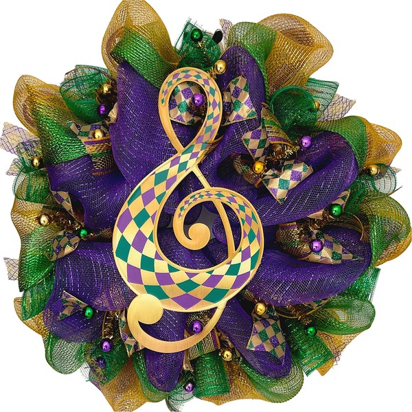 Mardi Gras All That Jazz Musical Note Wreath Handmade Deco