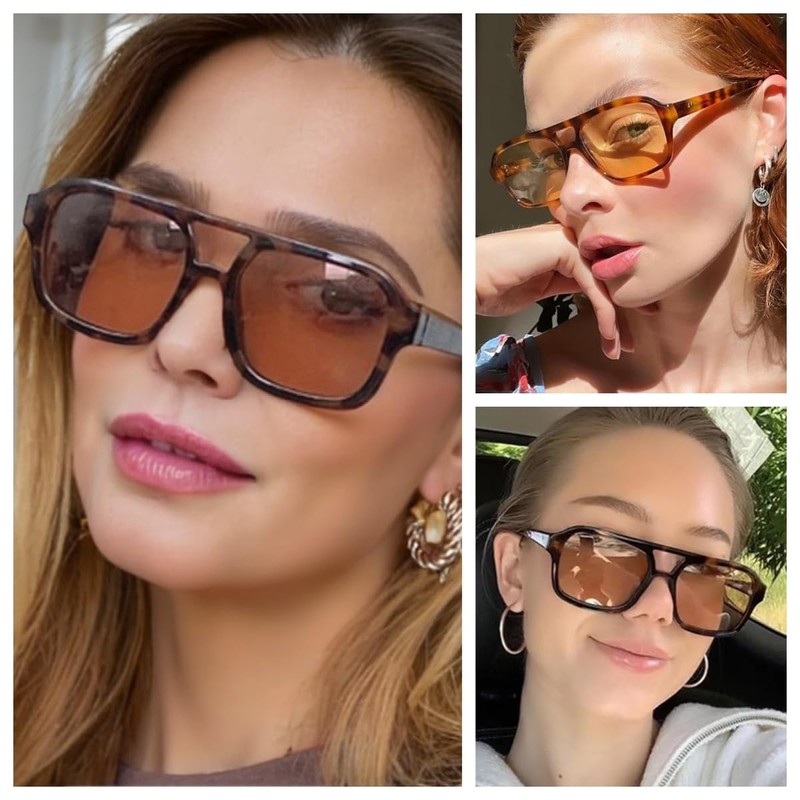 WDZAYXC Stylish Rectangular Sunglasses for Men and Women, UV Protection,