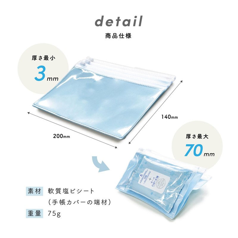 3 Pocket Clear Pouch, Clear, Gray