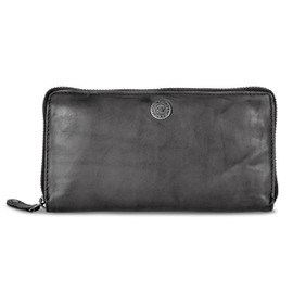 Cas8 Women's Washed Leather Purse with Practical Change and Card Slots, Distressed Look Wallet with Zip, Cognac, graphite, Classic