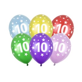 Balloons Number 10 6 Piece / ca. Ø 30 cm / helium suitable