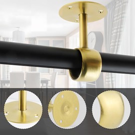 Antrader 4-Pack Stainless Steel 1.5" Diameter Wardrobe Closet Rod Rail Support Shelf Pipe Holder Socket Bracket,Gold