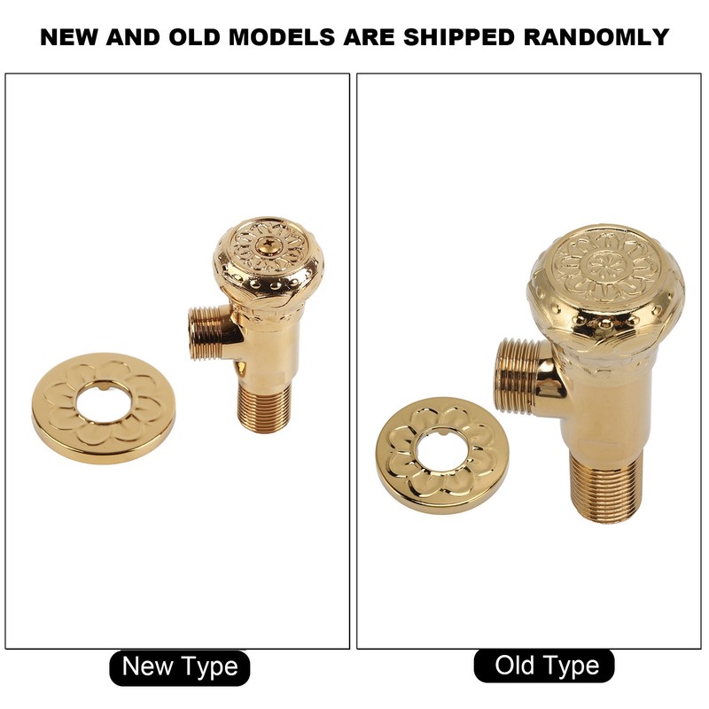 Angle Stop Valve Gold Antique Full Copper Carving Thicken Cold