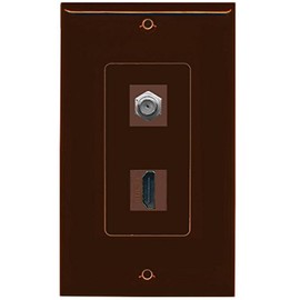 RiteAV - 1 x Cable TV Coax and 1 x HDMI Port Wall Plate Decorative Type - Brown - Bracket Included