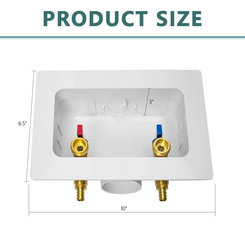 Washing Machine Outlet Box, Niikappu 1/2 Inch Pex Crimp Inlet