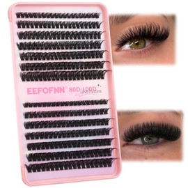 Lash Clusters DIY Lash Extensions Fluffy Individual Eyelashes 80D 100D Thick Cluster Lashes D Curl Volume Eyelash Extensions at Home by Eefofnn