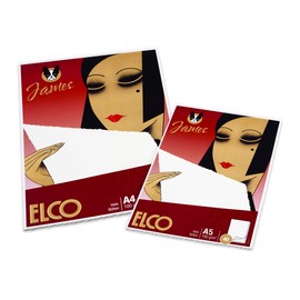 ELCO James Velin A5 100 gsm Writing Pad Blank with Deckle Edge Watermark DOM Wrapped 1 - (40 Sheets)