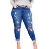 Tulucky Women's Plus Size Boyfriend Jeans Distressed Ripped Denim Pants