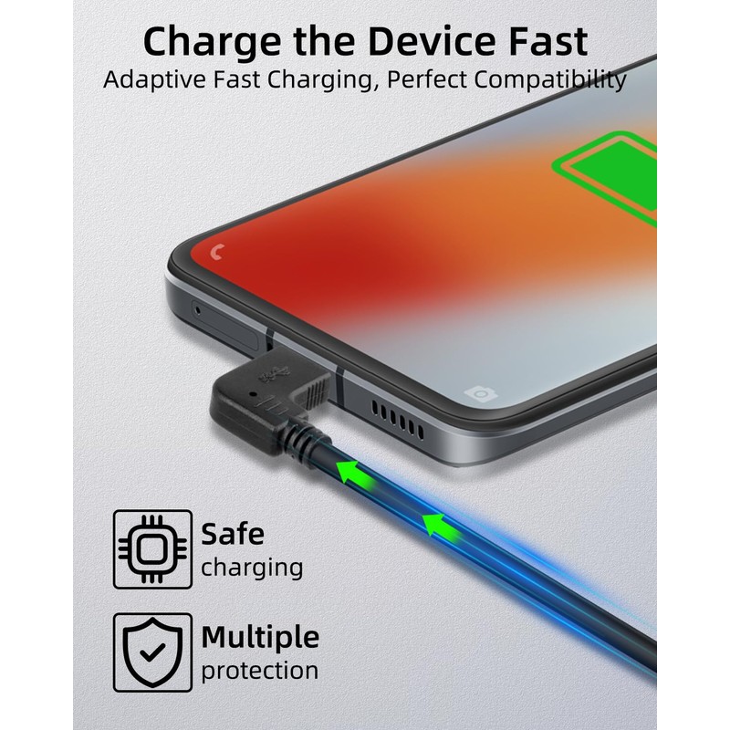 GELRHONR Short Right Angle USB Type C Cable, 90 Degree