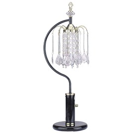 ORE International 715BK Table Lamp with Crystal-Like Shades, Black 27" x 12" x 12"