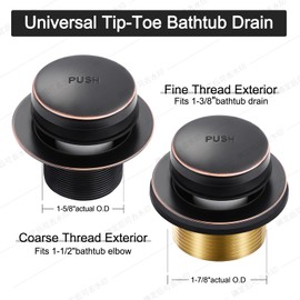 Oil Rubbed Bronze Bathtub Drain Tip-Toe Tub Trim Set with Two-Hole Overflow Faceplate Bathroom Tub Drains Replacement Conversion Kit