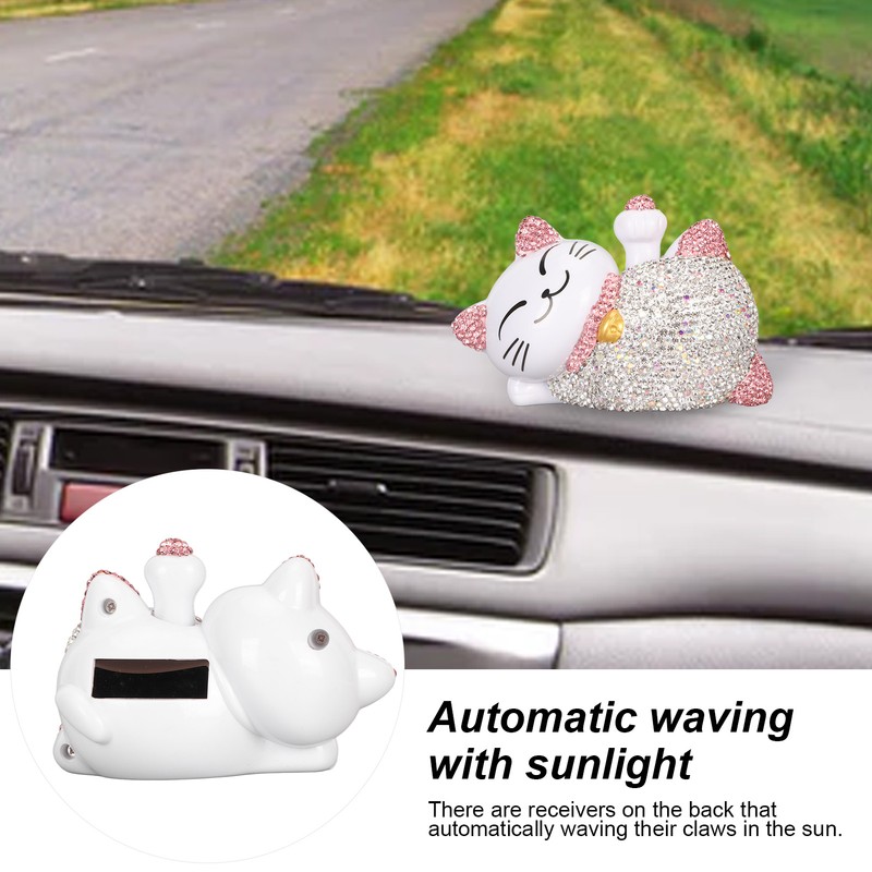 Lucky Cat Ornaments Solar Power Waving Arm Lucky Cat Statue