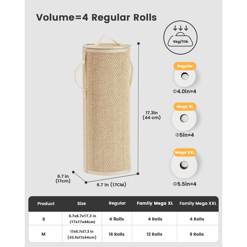 WAOHANAZ Bamboo Toilet Paper Storage Basket with Lid & Handle