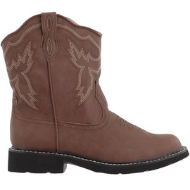 ROPER Womens Chunk Rider Embroidery Round Toe Casual Boots Ankle Low Heel 1-2" - Brown - Size 8.5 B