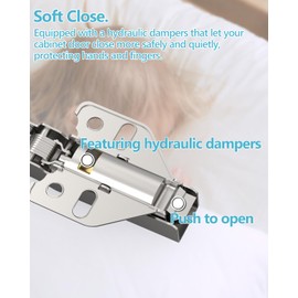 ROFMAPLE 2 Pack Full Overlay Soft Close Cabinet Hinges with 4 pcs Hinge Repair Plate, Kitchen Door Hinge, Stainless Steel Cupboard Door Hinge with Screws