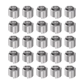 sourcing map 25pcs Threaded Inserts 1/4-20 UNC 1.5D (9.525mm) Helical 304 Stainless Steel Coiled Wire Thread Sleeve for Plastic Wood Thread Repair