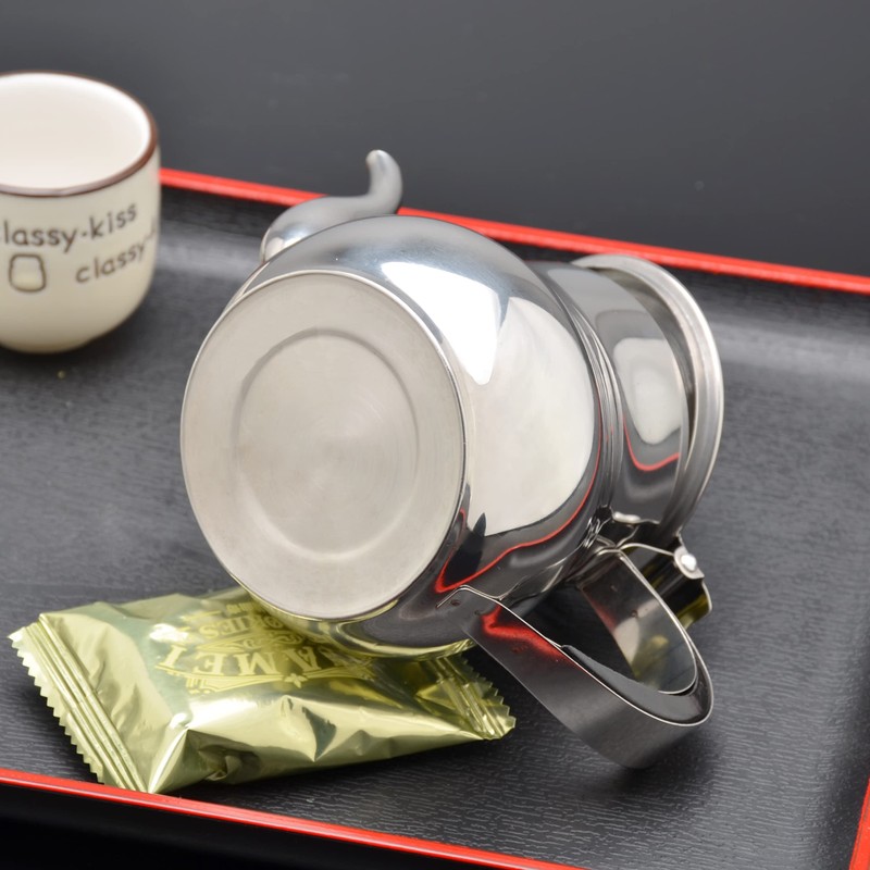 SANQIAHOME Small Stainless Steel Teapot (Silver, 360ml)
