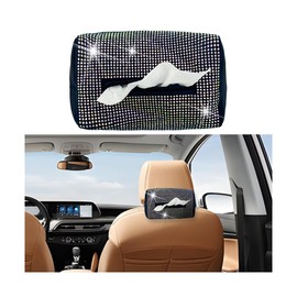 HZEL Bling Car Sun Visor Tissue Holder, Crystal Rhinestones Vehicle Napkin Hanging Box, Diamond Sparkly Automotive Backseat Paper Towel Cover Case Accessories, Universal for Most Cars (Multicolor)