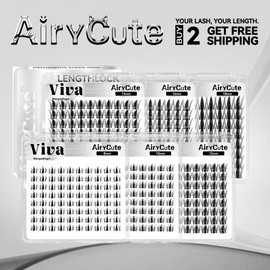 AiryCute LengthLock Collection | Lash Clusters Luna Glosa Viva Velure Flaunt 8mm-16mm Ultra-Dense Waterproof Long-Lasting DIY Lashes for Flawless Look:_Viva_8mm
