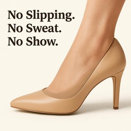 AWS/American Made Women's 6 Pairs Anti-Slip Cotton Sole Sheer Ankle Socks Reinforced Toe (Beige)