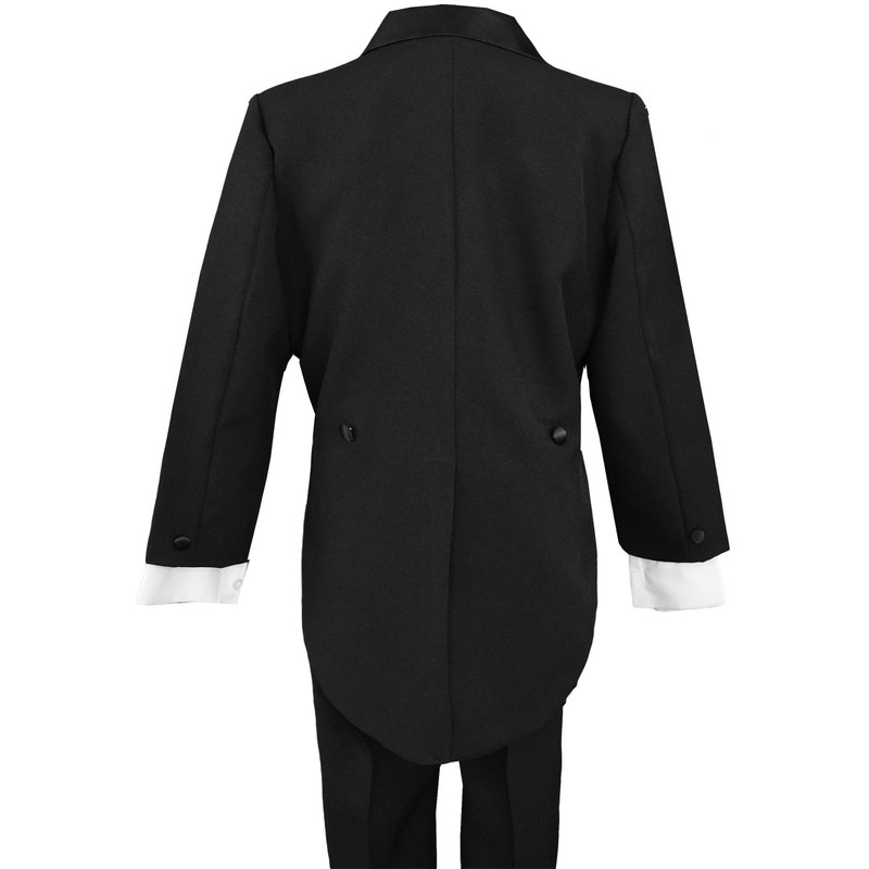 Boys Black Tuxedo with Tail Outfit Set (Medium (6-12 Months))