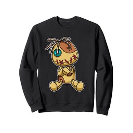 Cute Creepy Voodoo Doll Button Eye Stitch Plush Graphic Sweatshirt
