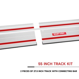 Eastvolt 55" Track Saw Guide Rail for Track Saw, 2x27.5 Guide Rails, Guide Rail Connector and 2 C-Clamps for woodworking, EVGR02