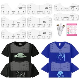 Tshirt Ruler Guide for HTV Vinyl Heat Transfer Vinyl - T-Shirt Alignment Tool Shirt Centering Ruler Set Sublimation Blanks Accessories Tools for Circut Heat Press Tee Measurement Front Back