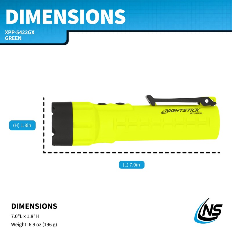 Nightstick XPP-5422GX Intrinsically Safe Dual-Light Flashlight, Green/Black