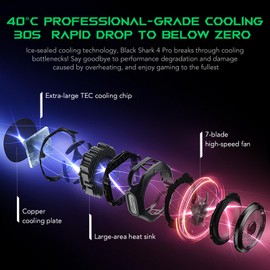 Black Shark - Enfriador magnético para teléfono celular 4PRO, radiador para teléfono celular con agarre extraíble, control de temperatura inteligente controlado por aplicación, ventilador portátil RGB