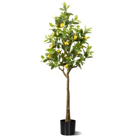 Artificial Lemon Tree 5FT, Faux Lemon Tree with Fake Lemons Floor Plants Artificial Plastic Lemon Fruit Tree for Home Decor Living Room Office