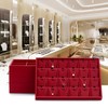 Oirlv Gorgeous Red Leather Jewelry Tray 12 Grid Jewelry Drawer