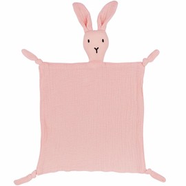 FenFang Baby Cuddle Blanket, Muslin Cuddly Blanket, Soft, Cuddly Toy, Comforter, Baby Toy, Gift, Girls, Boys, Toddlers, Newborn from 0 Months (Pink Rabbit)