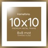 Homeforia 10x10 Brass Picture Frame, High-End Metal Square 10 x