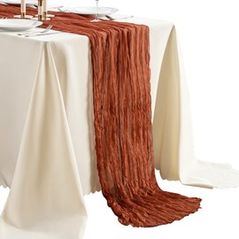 Terracotta Cheesecloth Table Runners 10ft Wide Gauze Table Runners Boho Table Runners for Bridal Shower Wedding Birthday Party Table Decorations