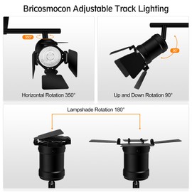 Bricosmocon 4 Light Track Lighting Fixtures Ceiling, Black Track Lighting with Rotatable Heads, Vintage Industrial Ceiling Spotlight Light for Kitchen/Living Room/Bedroom,GU10 Bulb Not Included