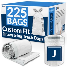 Reli. Custom Fit J Trash Bags (225 Count) Fits Simplehuman Code J Bags 30-45 L, 8-12 Gal | Drawstring Trash Bag | White 8 Gallon Trashbags Drawstring | 21.6x30.25" (9 Rolls) 1.2 Mil