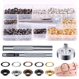 Lankai 250 pieces 5 mm eyelet set, metal eyelets, tarpaulin eyelets, eyelet tool, grommet eyelets, eyelet washers, eyelet tool kit, with 3-piece tool and storage box, for DIY leather craft fabric