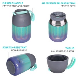 Itslife Insulated Thermo Food Jar for Hot & Cold Food for Kids Adult, 17 oz Soup Thermal Hot Food Containers for Lunch, Triple Layer Insulation Stainless Steel Food Jar with Spoon (Rainbow)