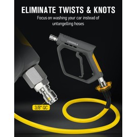 ​LidoDola 5000 PSI Pressure Washer Gun with Swivel - High Power Washer Gun with 3/8" Male Plug, 5 Nozzle Tips,Features 3 Selectable Lengths,Ergonomic Grip for Car/Driveway/Industrial Cleaning​