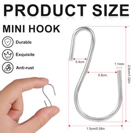 KINBOM 120pcs 1 Inch Mini S Hooks for Hanging, S Shaped Hooks Small S Hooks Metal Mini Ornament Hooks for Crafts Jewelry Hanging Pot Plants (Silver)