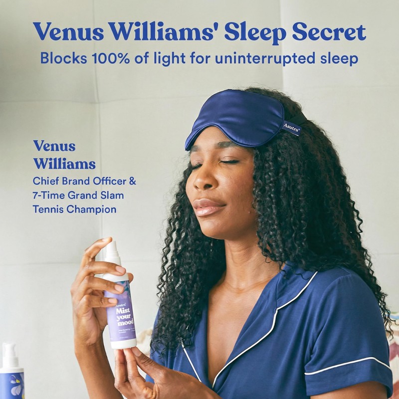 ASUTRA Silk Eye Pillow for Sleep, Navy | Filled w/Lavender