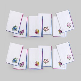 FINGERCRAFT - Servilletas de tela, juego de 12 servilletas de algodón y lino impresas, ideal para fiestas, cenas, bodas, cócteles, Navidad, Pascua, 20 x 20 pulgadas, multicolor